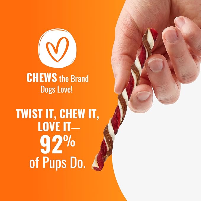 GOOD 'N' FUN Triple Flavor Twists with Bully Chews, High-Protein Dog Treat for All Adult Dogs, Made with Real Chicken, Beef Hide, Pork Hide, Bully & Beef Liver Flavor, 12 Count
