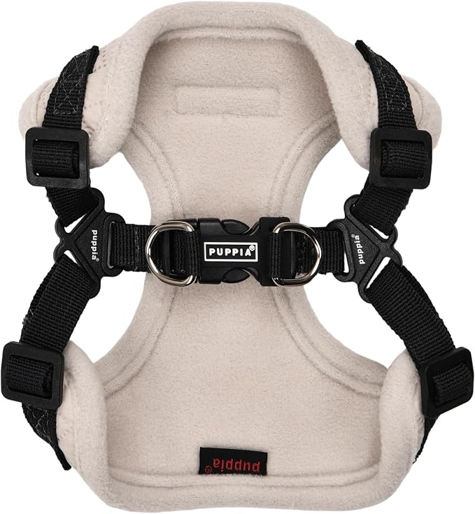 Puppia Irvin Comfort Dog Harness Step-in Warm Winter Diamond Pattern Adjustable Neck and Chest for Small and Medium Dog, Cream, Large