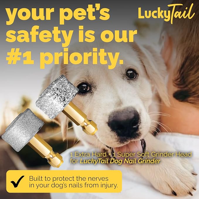 LUCKY TAIL Dog Nail Grinder Replacement Heads, 2-Pack
