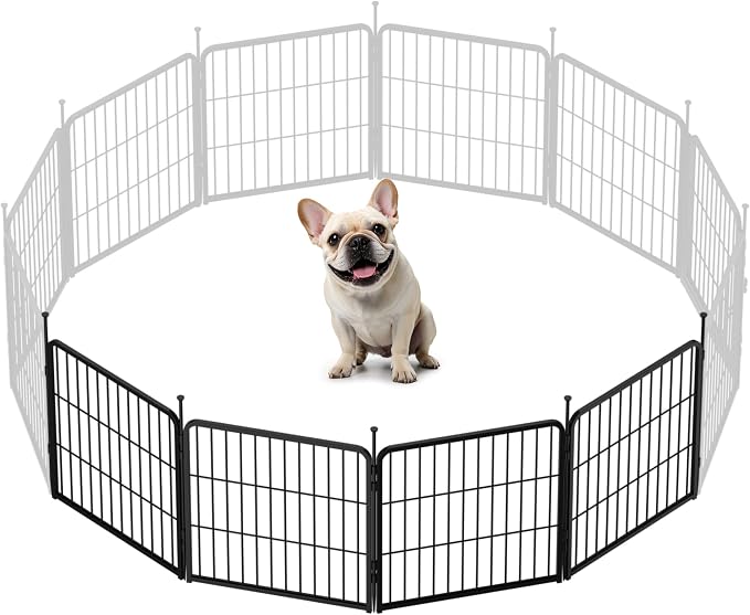 SunsGrove 24 inch 4 Panels Dog Playpen Outdoor for Small and Medium Dogs, Free and Safe Play Dog Fence Indoor, Black