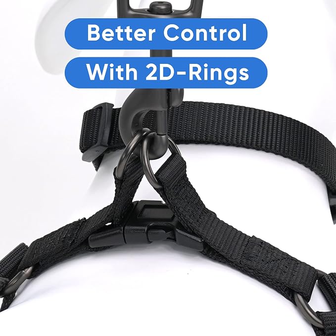 Pawtitas Solid Step-in Dog Harness – Adjustable No-Pull Vest for Puppies to Seniors, Safe & Comfortable L Black