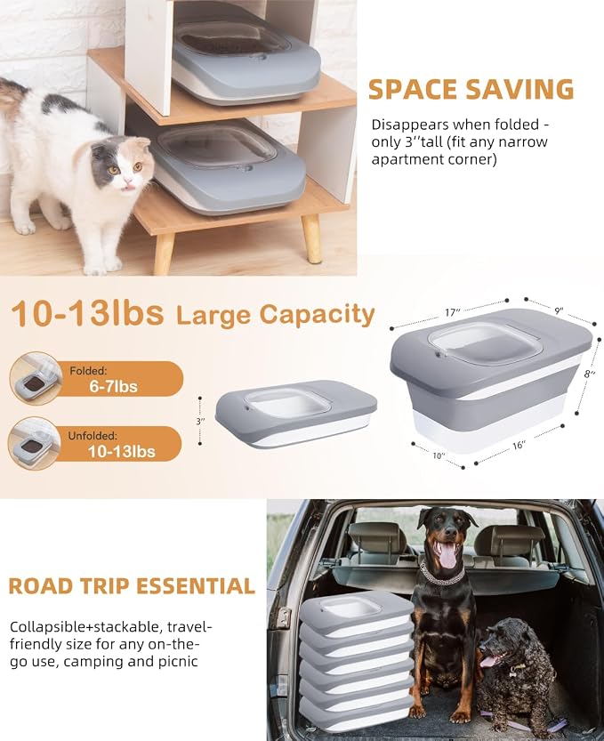 10-13 Lbs Dog Food Storage Container, 13 Lbs, Grey