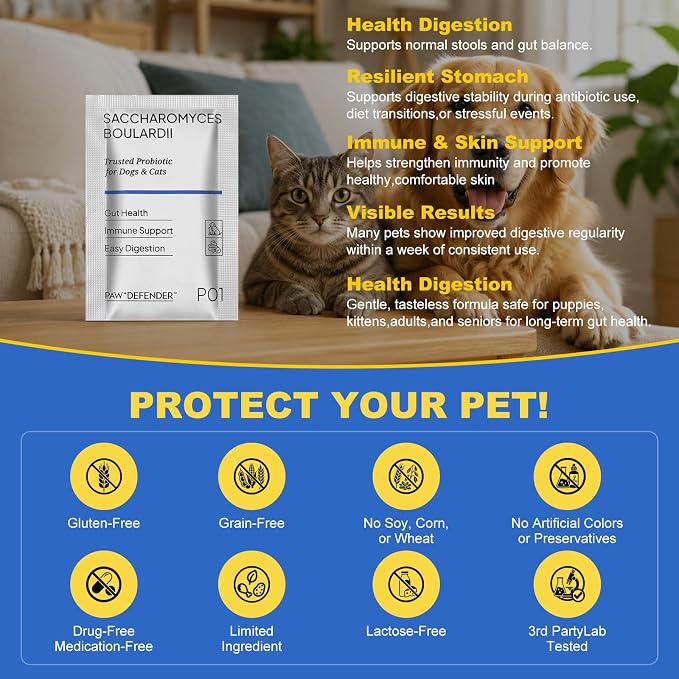 Probiotics for Dogs & Cats,Cat Dog Probiotics for Digestive Health 30 Packs