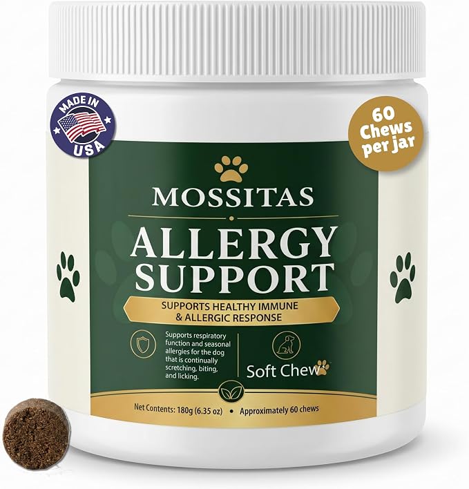 Dog Allergy Chews - 75mg Quercetin, Probiotics - 60 Soft Chews