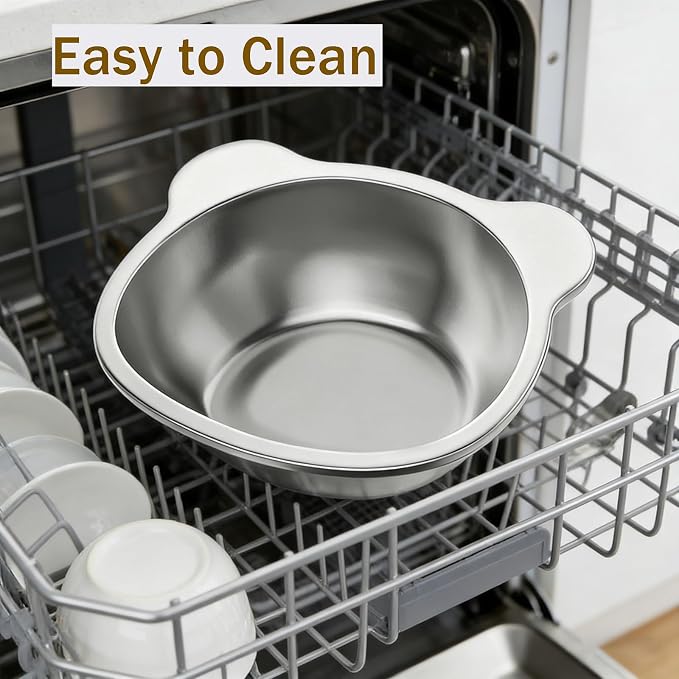 2 Pcs Elevated Cat Bowls, 15°Tilted Stand Whisker Friendly Raised Cat Food & Water Dishes, 5.9 inch Stainless Steel Indoor Anti-Vomiting Small Dog Bowls,Dishwasher Safe,Spine Friendly