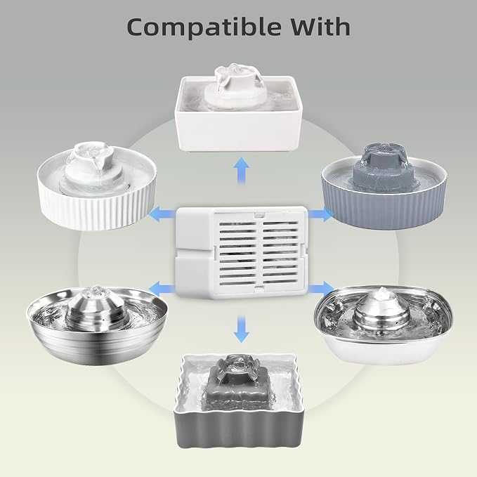 16 Pack Ceramic Cat Fountain Filter Replacement, Triple Cupcake Cat Fountain Filters, 16 Pet Fountain Carbon Filters and 4 Foam Filters for Ceramic/Cupcake Cat Water Fountain