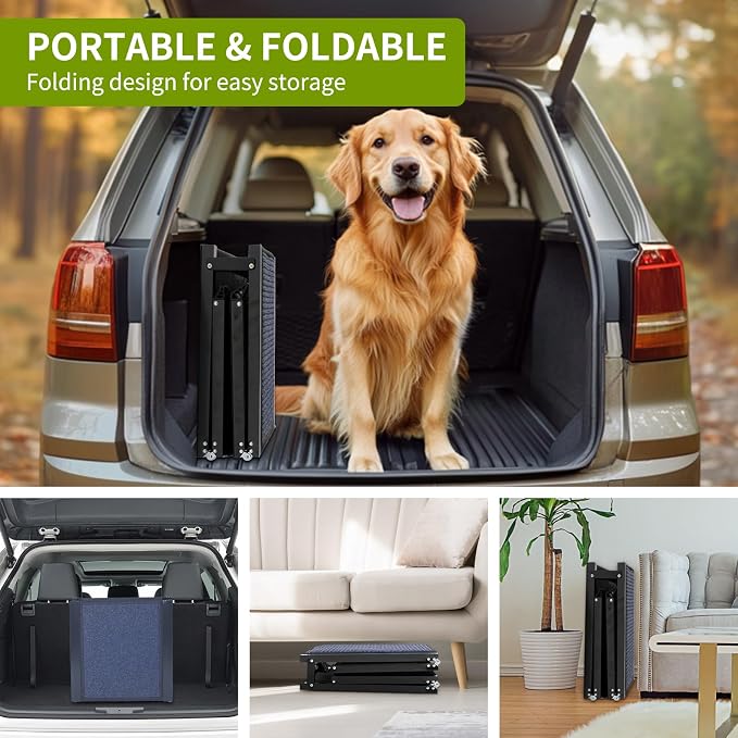 Dog Ramp for Car, 71'' L x 20'' W Dog Ramps for Large Dogs, Extra Wide Pet Ramp with Non-Slip Surface for Medium & Large Dogs to Get in Car, SUV & Truck, Supports Up to 300 Lbs