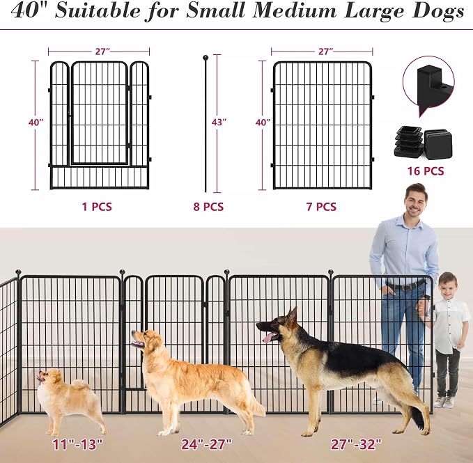 Heavy Duty Dog Playpen with Door, 40in 8 Panels