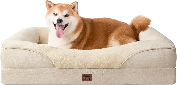 EHEYCIGA Orthopedic Memory Foam Dog Bed - Large 36x27in, Beige