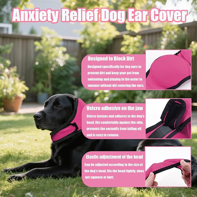 Dog Ear Muffs Noise Protection, Dog Ear Covers for Bath, Dog Quiet Ear Wrap, Waterproof Dog Calming Hoodie for Hematoma, Bathing, Drying, Swim& Noise Anxiety Relief