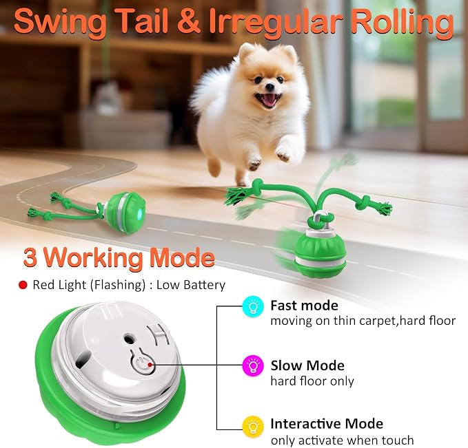 Interactive Dog Toys Rolling Ball for Puppy,Peppy Pet Ball for Dogs, | Motion Activate,Automatic Moving Dog Toy,USB Rechargeable Toy for Small Dogs
