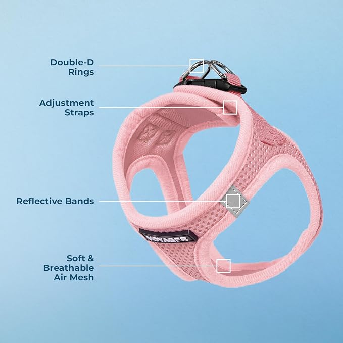 Voyager Step-in Air Dog Vest Harness - Pink, X-Small | 13 - 14.5" in Chest, Reflective Bands, All Weather Breathable Air Mesh, Cats Compatible, Lightweight, Fast Drying