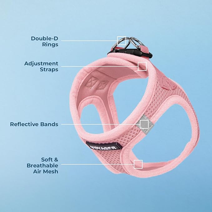 Voyager Step-in Air Dog Vest Harness - Pink, Large | 18- 20.5" in Chest, Reflective Bands, All Weather Breathable Air Mesh, Cats Compatible, Lightweight, Fast Drying