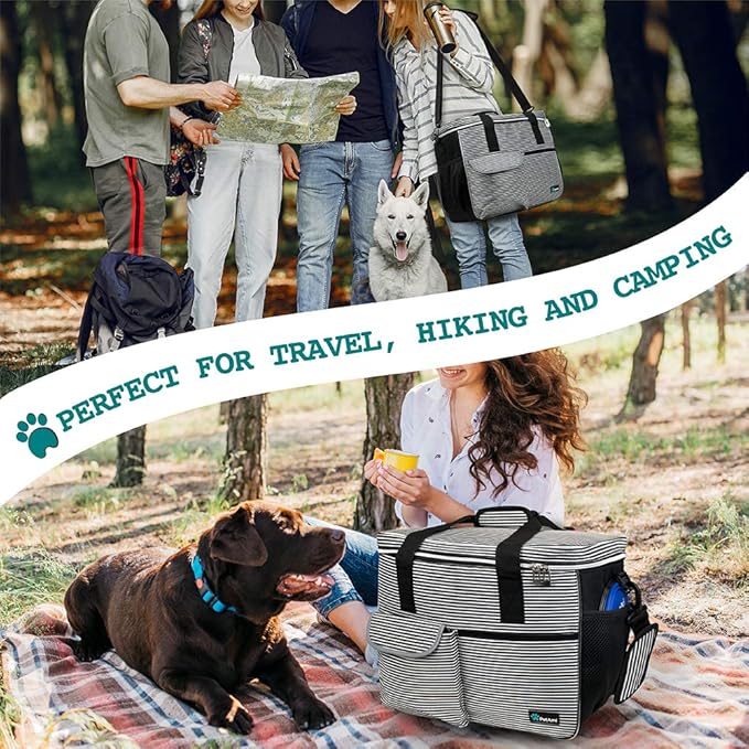 PetAmi Dog and Cat Travel Bag, Stripe Black, Medium