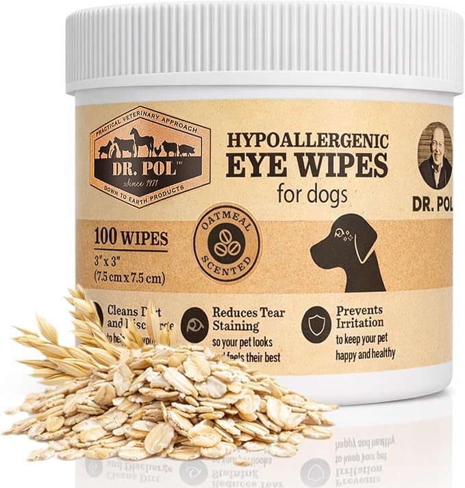 Dr. Pol Pet Eye Wipes, Hypoallergenic Grooming Wipes, 100 Count