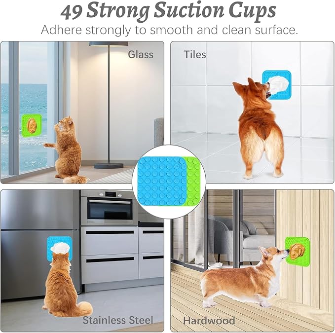 MateeyLife Lick Mat for Dogs & Cats, Slow Feeder Licking Pads for Boredom | 2PCS Small Licking Mats with Suction Cup for Anxiety Relief, Enrichment Toys for Bathing Grooming, Dog Toys to Keep Them Busy