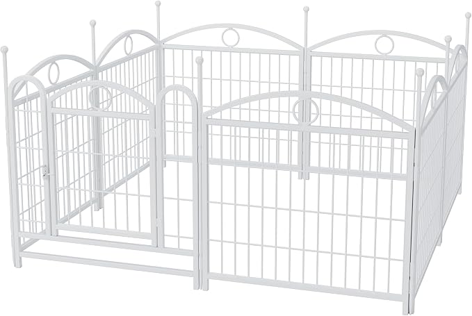 Dog Playpen Indoor 24 Inch 8 Panels Metal Dog Pen, Heavy Duty Pet Fence for Puppies and Adult Dogs, Foldable Exercise Pen with Secure Door, Durable Steel Construction for Indoor do
