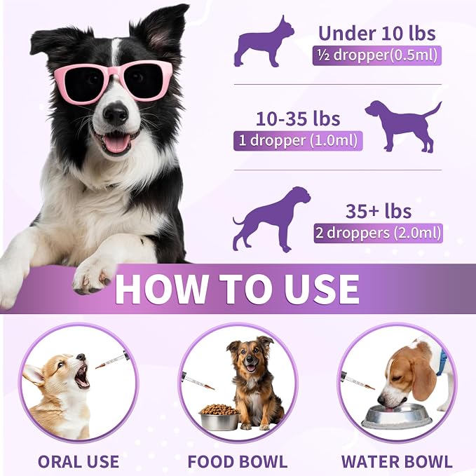 Dog Allergy Relief Drops, Itchy Skin Relief for Dogs with Omega-3, 60ml