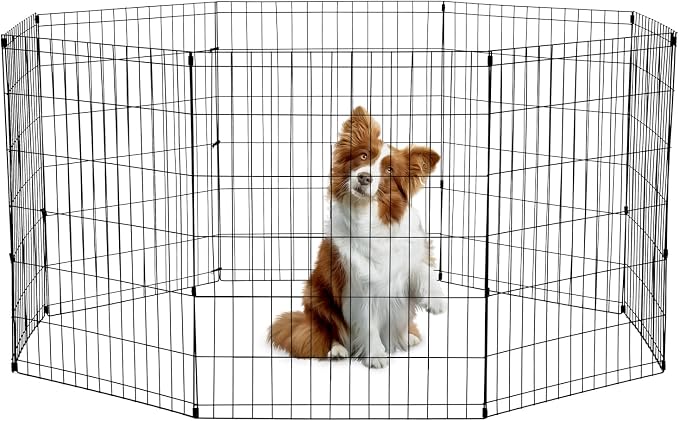Pet Playpens for Dogs, Foldable Metal Wire Pet Fence Barrier, 8 Panels 30(H) Inches High Exercise Pet Dog Pen, Indoor Outdoor Dog Gate for Large, Medium and Small Pets