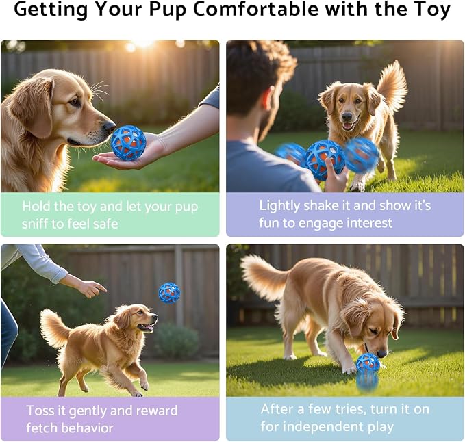 seagi Interactive Dog Toy, Motion-Activated Bouncing Vibrating Dog Ball | USB Rechargeable Design with Durable Natural Rubber Shell for Interactive Dog Ball, for Small/Medium/Large Dogs