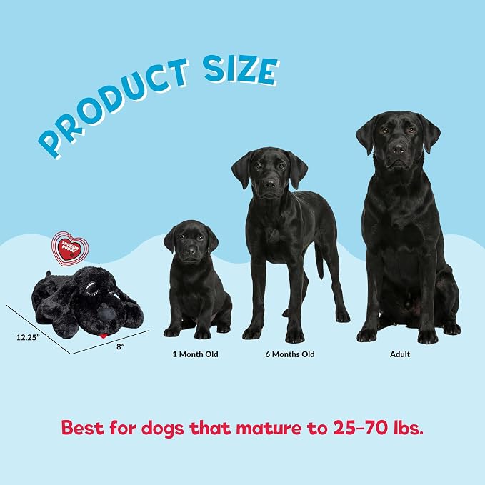Snuggle Puppy Heartbeat Dog Toy for Puppies, Real-Feel Heartbeat, Calming Sleep Aid and Crate Training Comfort Toy with Heat Pack, Black Plush Design | Calming heartbeat toy, crate training comfort, heat pack, new puppy essentials, first nights, sleep,...