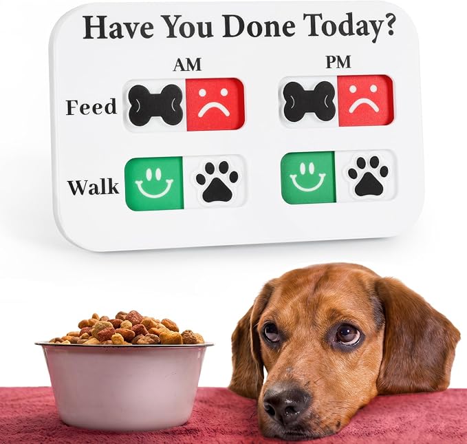 YAUYIK Pet Feeding Reminder, Magnetic Reminder Sticker, AM/PM Daily Indication Chart Feed/Walk Your Pets, Fridge Magnets and Double Sided Tape, Helps You to Track Pet Feeding & Walking (White)