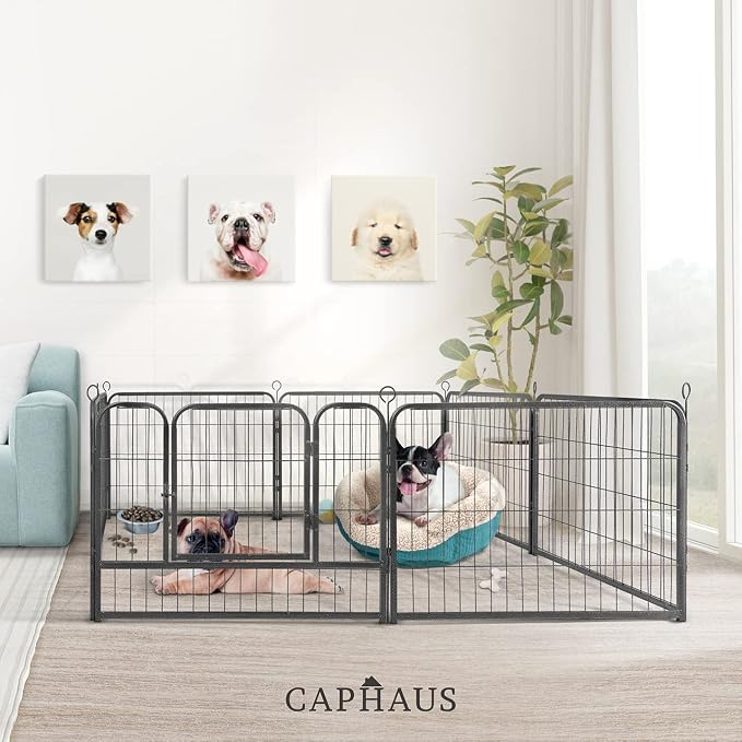 CAPHAUS Foldable Pet Playpen with Door - Multi-Size (24/32/40in)