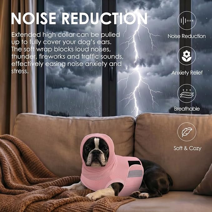 AOFITEE Small Dog Anxiety Vest, Breathable Dog Thunder Jacket with Hood
