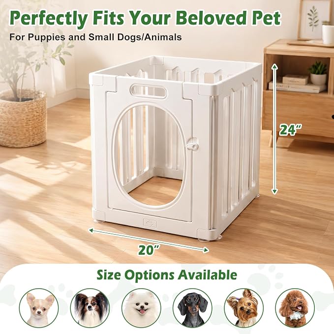 Acrylic Dog Playpen for Puppies,Small Dogs, Cats and Rabbits, 24 Inch Height, 4 Panels, White