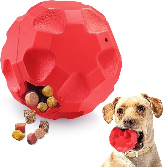 Rubber Treat Dispensing Dog Toys for Aggressive Chewers Large Breed | Dog Treat Ball for Dogs, Balls for Dogs, Interactive Dogs Toys for Boredom to Keep Them Busy, Treat Toy Ball