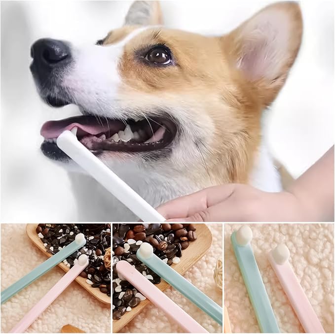 4 Pack Pet Toothbrush, Extra Soft Dog & Cat Toothbrushes Dental Cleaning Brushes for Puppy, Small Dog and Cat Teeth Dental Health Kit, White, Pink, Green, Gray