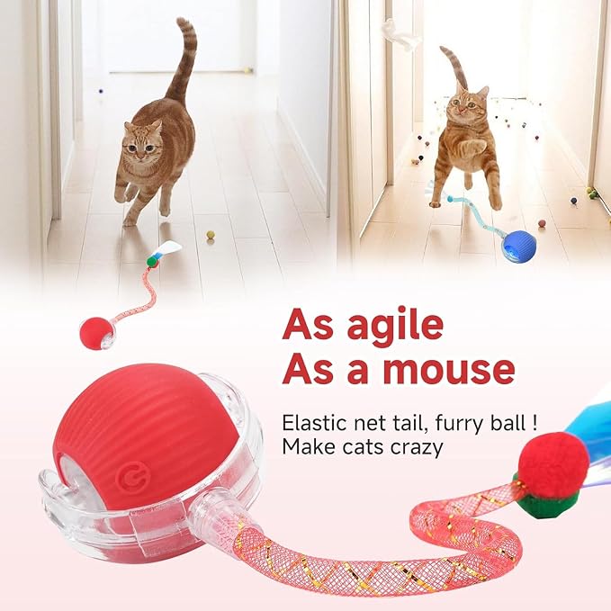 2 Packs Speed 2.0 Tail Interactive Cat Toys for Indoor Cats, Moving Cat Toy | Chirping & Motion Activate Cat Toy, Smart Kitten Toys Rolling Ball Moving Ball, Electric Dog Cat Ball for Enrichment Exercise