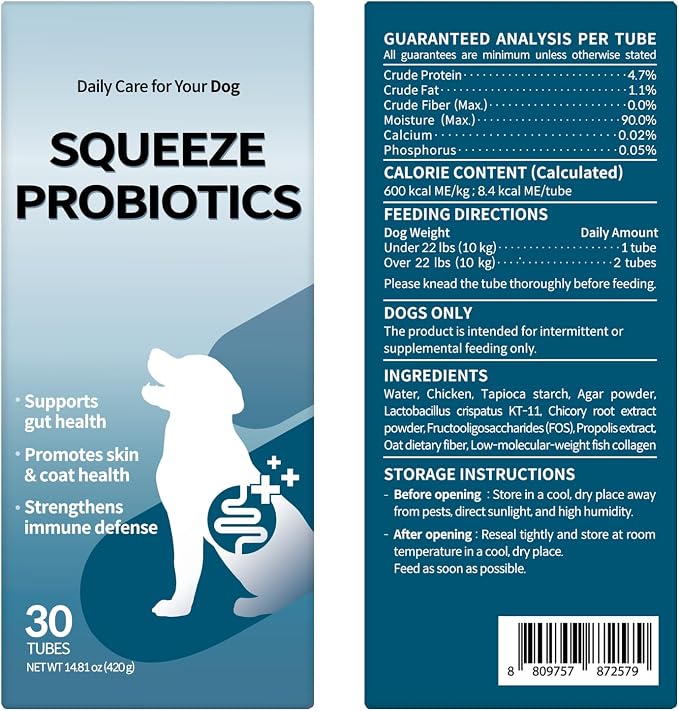 Doctor By Squeeze Probiotics for Small & Senior Dogs, Gut Health Support