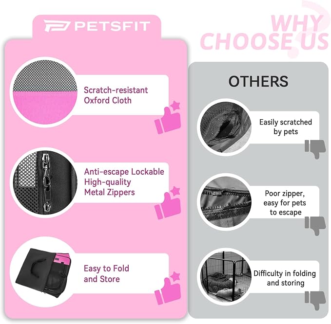 PETSFIT Dog Playpen, 45.5in, Jump-Proof 28.5in H