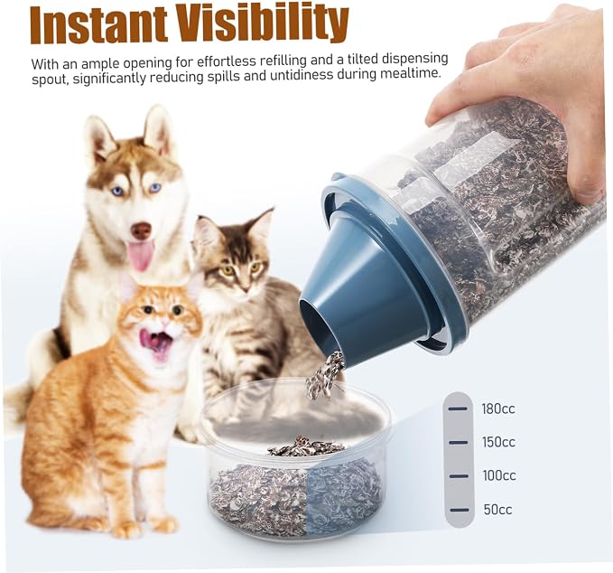 6pcs Pet Food Container Airtight Dog Food Storage Bucket Easy Pouring Refilling for Cats, 6-Pack