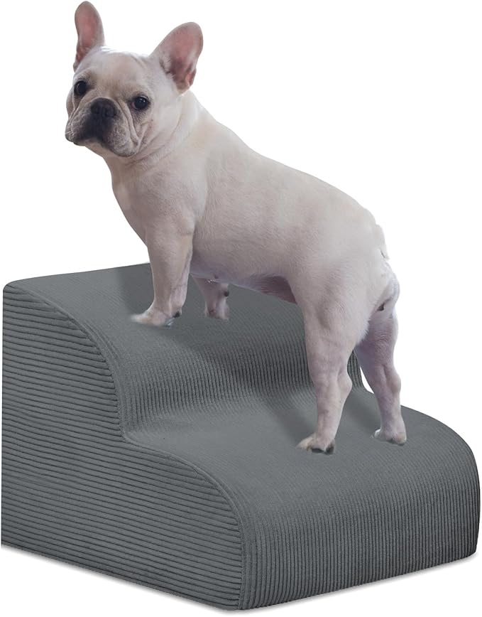 Mesa Lemon Dog Stairs & Steps for High Beds, 2 Steps High Density Foam Waterproof Dog Ramp for Small Dogs and Cats, Pet Stairs with Removable Washable Cover for Bed, Couch, Sofa and Car (H: 11.8")