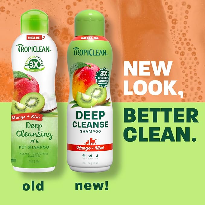 TropiClean Mango & Kiwi Dog Shampoo, 3X Longer Lasting Scent, 20oz | dog shampoo