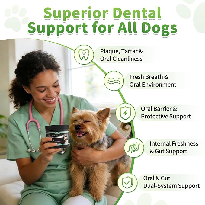 Dog Dental Powder, Teeth Cleaning Powder, Plaque & Tartar Off, 75 Servings
