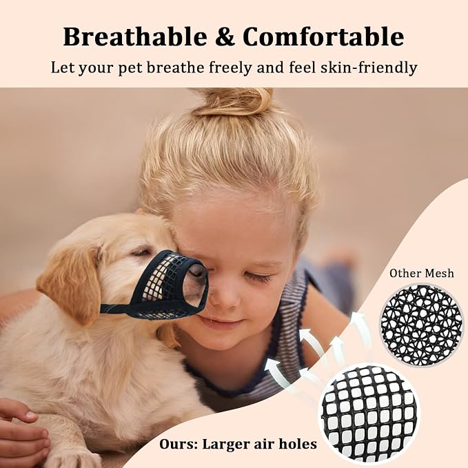 Dog Muzzle, Soft Mesh Muzzles for Small Dogs Biting | Black, XXS | Chihuahua Puppy Muzzle for Chewing Nipping, Breathable Dog Mouth Guard for Grooming, Vet Visit, Allows Panting Drinking