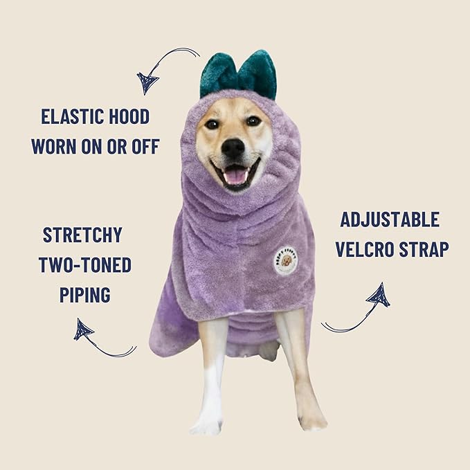 DERPYCHAPPY Premium Dog Towel Robe & Dog Bathrobe for Drying Dogs Made in Korea | Super Absorbent Quick & Adjustable Microfiber Bath Towel for Cats & Puppy Robes After Bath | Soft Warm Coat (Pink,S)
