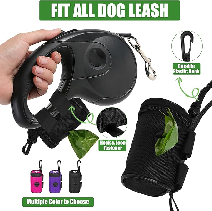 Dog Waste Bag Dispenser Pet Poop Bags Holder for Doggie Waste Bags Dispensers Soft Fabric Zipper Small Doggy Puppy Pouch for Leash Accessory Attachment with Carrier,Paw Print, No-XYBbk