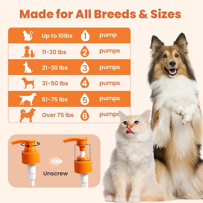 VUN Salmon Fish Oil for Dogs Skin and Coat,Unflavored Dog Omega 3 Oil
