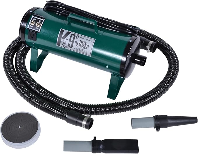 Electric Cleaner Company K9 II Dog Blow Dryer - High Power Grooming Dryer, Heavy Duty, 10' Hose, Deshedding, Hunter Green