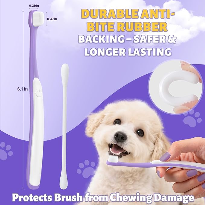 Tiny Dog Toothbrush for Small Dogs + 6% nHA Pet Dual-Enzymatic Toothpaste