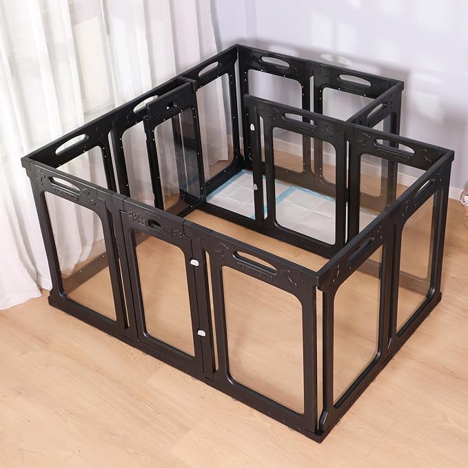 Clear Dog Playpen Extension Panels, 2 Pack, Height 30 inch, Black