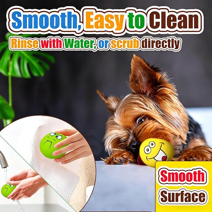 Squeaky Dog Toys for Small Dogs, Mini Breeds, 2.2" Flat Latex Ball | 2.2"x2.2"x1.3" Burger Shape, 8-pack Soft Squeak Dog Balls, Smile Face Interactive Puppy Toy with Squeaker for Indoor, Outdoor