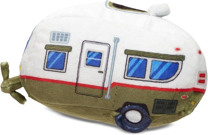 BarkBox Hairstream Trailer Dog Toy - Fun for Dogs | Fluffy Plush RV Toy with Deep Squeaker