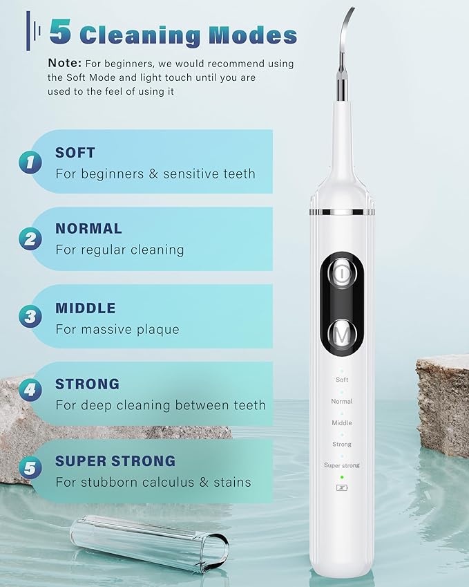 NATURE NERDS Plaque Remover for Teeth, Pet Tooth Brushing Kit, Dental Tools to Remove Plaque and Tartar, Safe for Dog and Cat, with LED Light, White