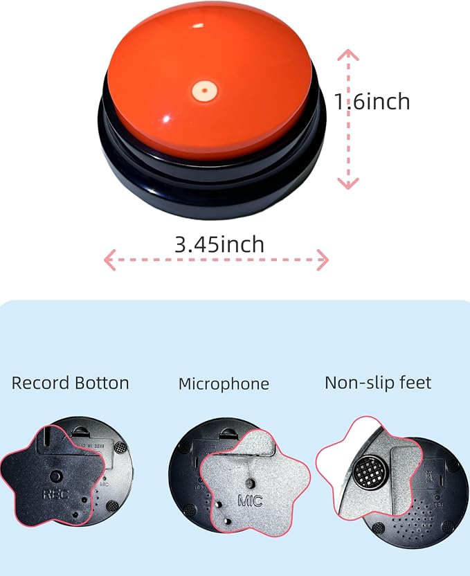 Dog Talk Buttons Voice Recording Button, Orange