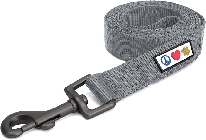 Pawtitas Solid 6 ft Grey Dog Leash M/L Custom Name and Phone Embroidery Strong Nylon Leash for Medium and Large Breeds